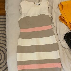 Tommy Hilfiger Cream Sheath Midi Dress Sleeveless Crew Neck